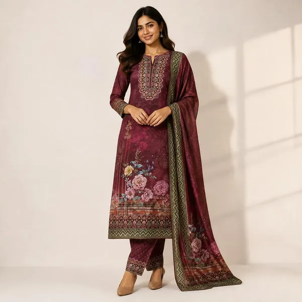 XENIOS_Woven_Kurta,_Trouser/Pant_&_Dupatta_Set