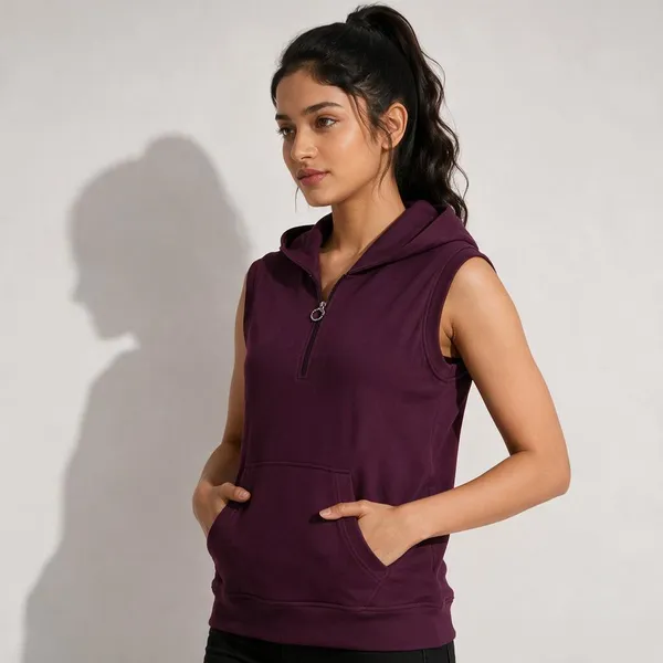 XENIOS_Sleeveless_Solid_Women_Sweatshirt