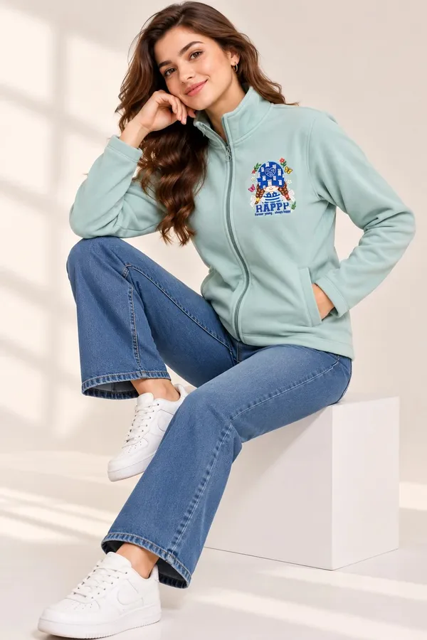 Mint_Green_Fleece_Regular_Fit_Jacket_For_Women