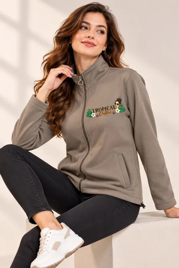 Taupe_Full_Zip_Casual_Jacket_For_Women