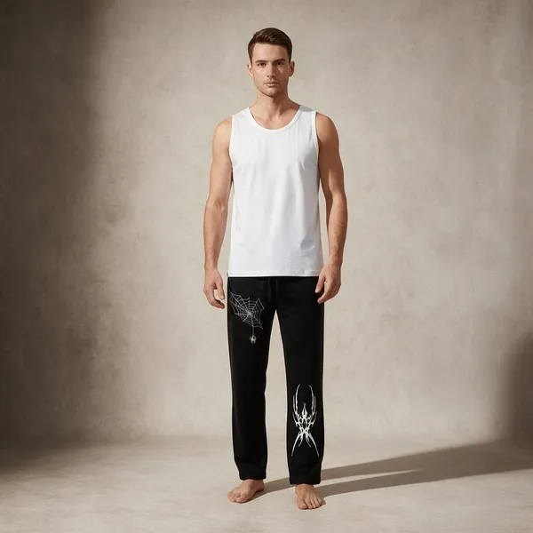 XENIOS_Printed_Men_Black_Track_Pants