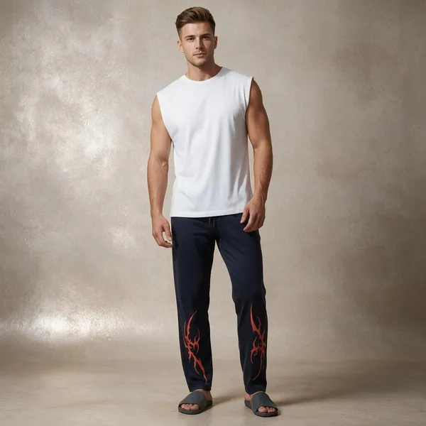XENIOS_Printed_Men_Blue_Track_Pants