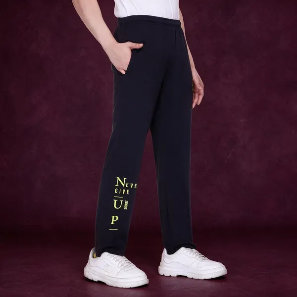 XENIOS_Printed_Men_Black_Track_Pants
