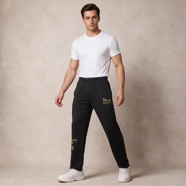 XENIOS_Printed_Men_Black_Track_Pants