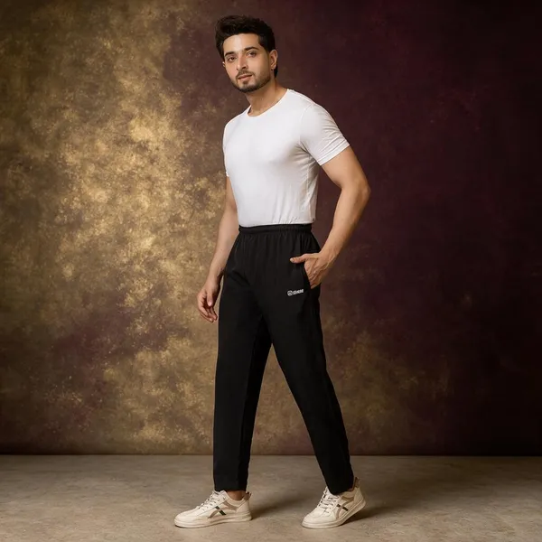 XENIOS_Solid_Men_Black_Track_Pants