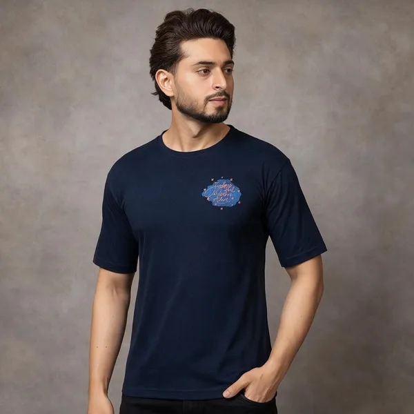 XENIOS_Printed_Men_Round_Neck_Dark_Blue_T-Shirt