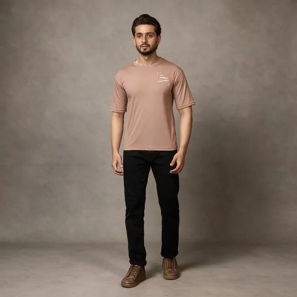 XENIOS_Printed_Men_Round_Neck_Beige_T-Shirt