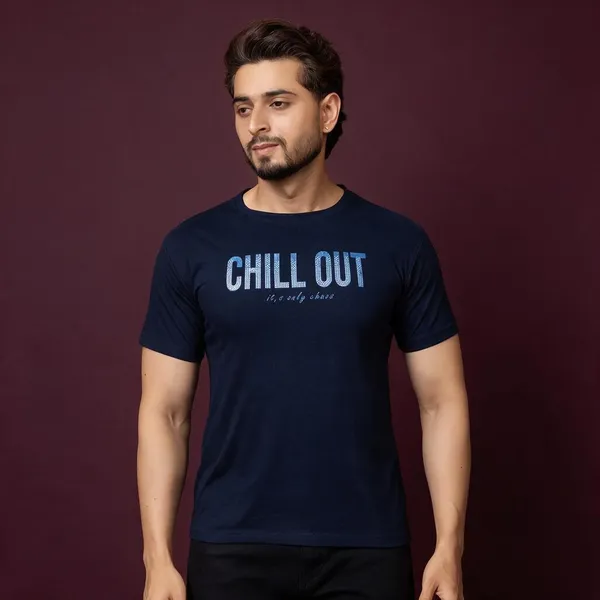 XENIOS_Printed_Men_Round_Neck_Dark_Blue_T-Shirt