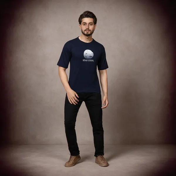 XENIOS_Printed_Men_Round_Neck_Navy_Blue_T-Shirt
