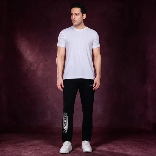 XENIOS_Solid_Men_Black_Track_Pants