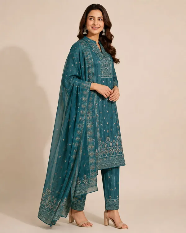 XENIOS_Woven_Kurta,_Trouser/Pant_&_Dupatta_Set