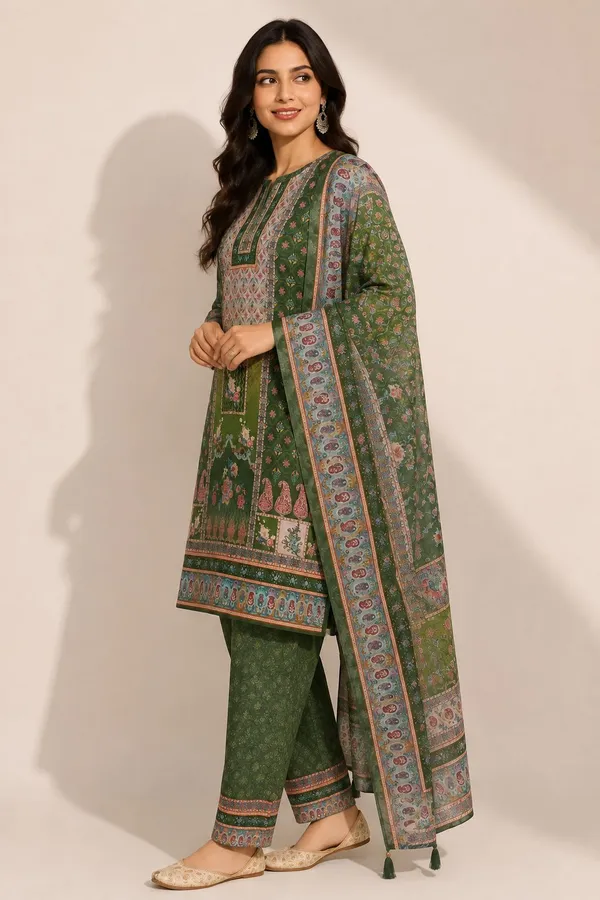 XENIOS_Woven_Kurta,_Trouser/Pant_&_Dupatta_Set