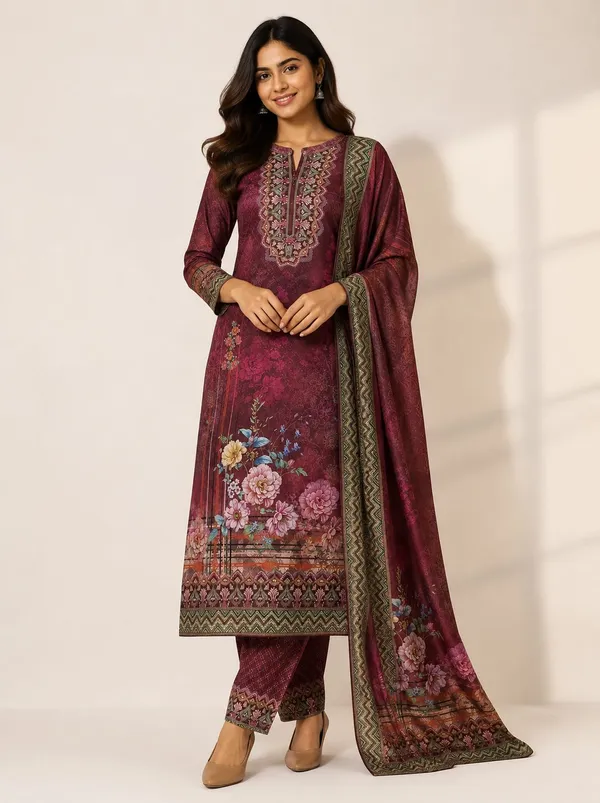 XENIOS_Woven_Kurta,_Trouser/Pant_&_Dupatta_Set