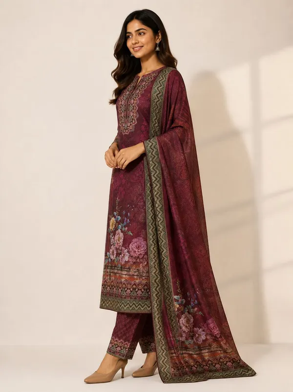 XENIOS_Woven_Kurta,_Trouser/Pant_&_Dupatta_Set