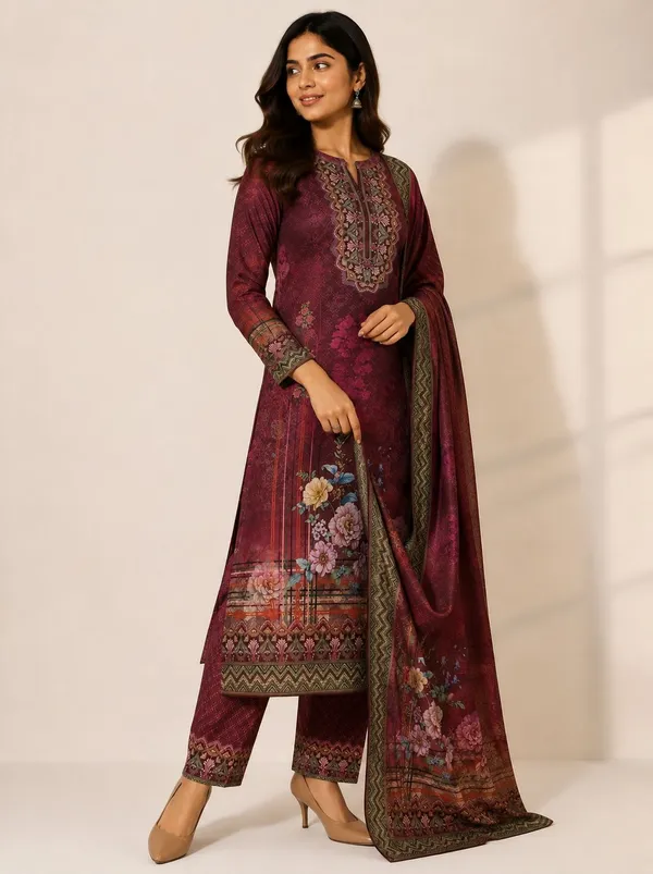 XENIOS_Woven_Kurta,_Trouser/Pant_&_Dupatta_Set