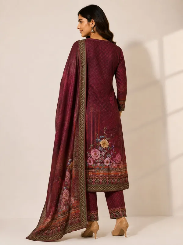 XENIOS_Woven_Kurta,_Trouser/Pant_&_Dupatta_Set