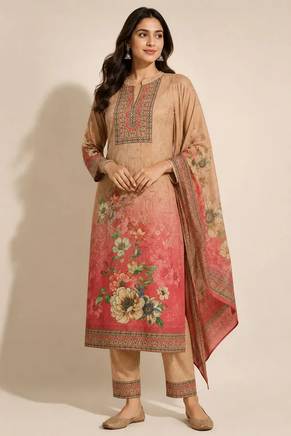 XENIOS_Woven_Kurta,_Trouser/Pant_&_Dupatta_Set