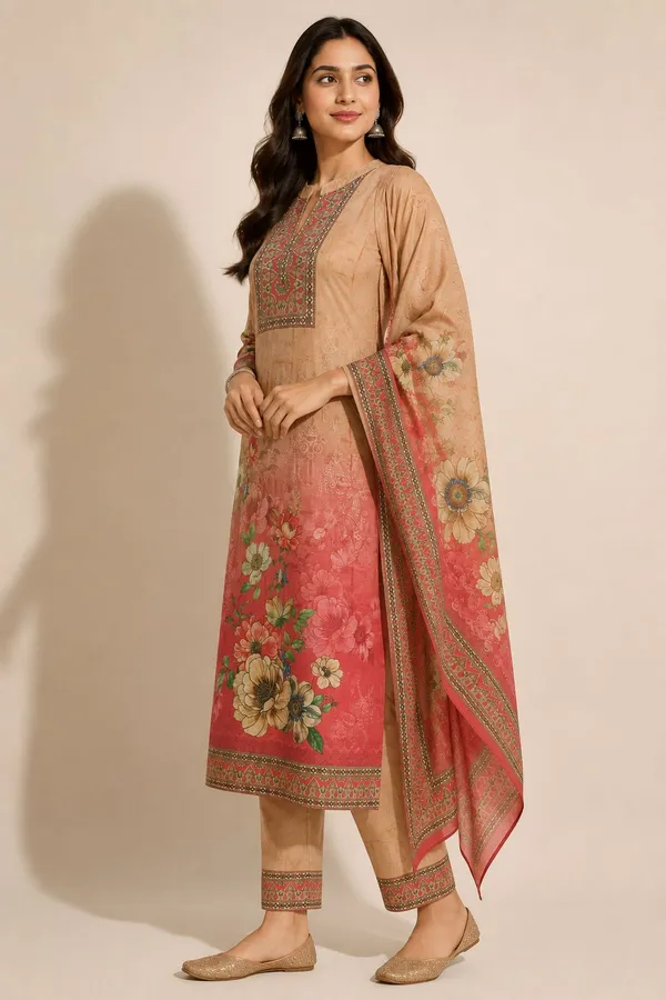 XENIOS_Woven_Kurta,_Trouser/Pant_&_Dupatta_Set