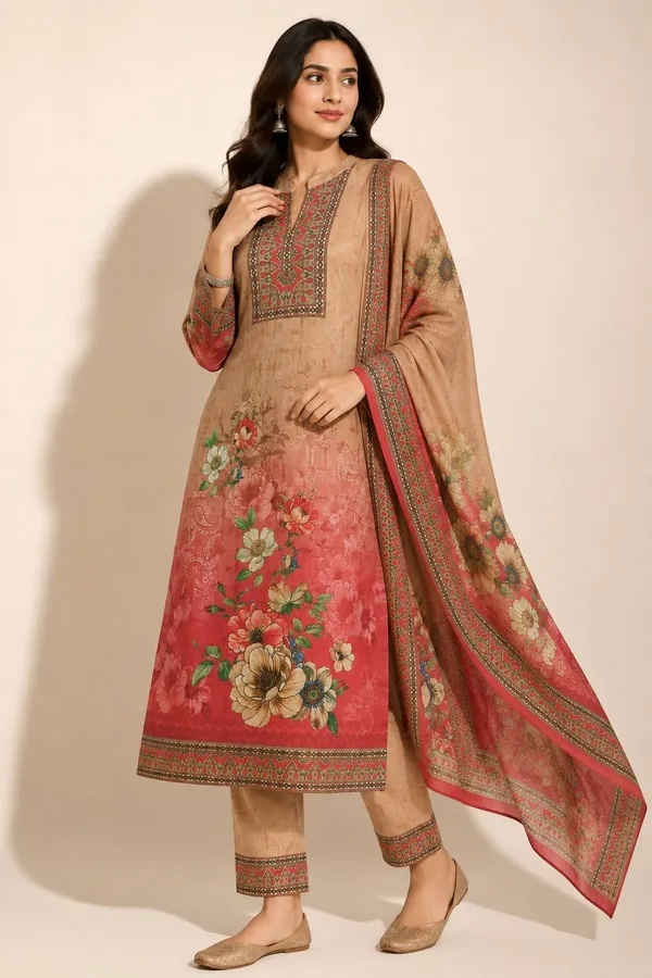 XENIOS_Woven_Kurta,_Trouser/Pant_&_Dupatta_Set
