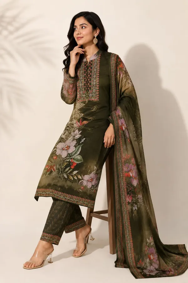 XENIOS_Woven_Kurta,_Trouser/Pant_&_Dupatta_Set