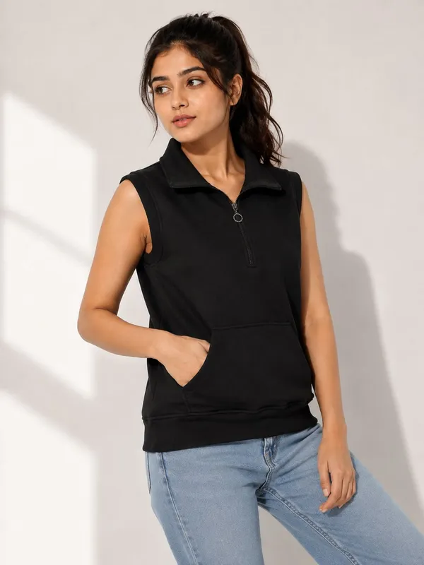 XENIOS_Sleeveless_Solid_Women_Sweatshirt