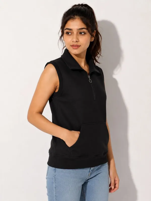 XENIOS_Sleeveless_Solid_Women_Sweatshirt