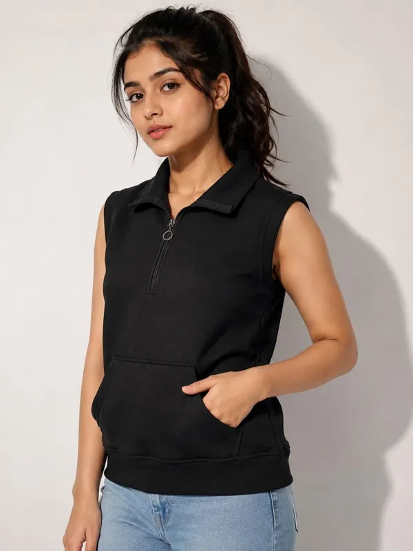 XENIOS_Sleeveless_Solid_Women_Sweatshirt