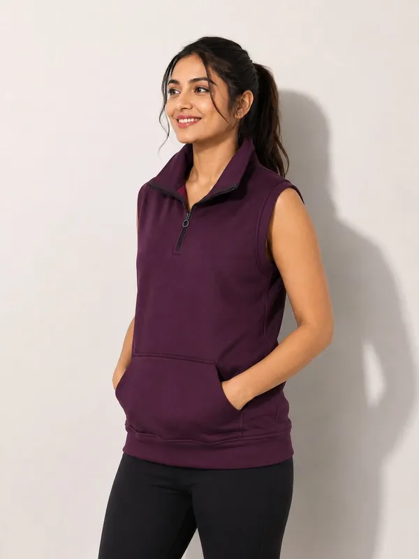 XENIOS_Sleeveless_Solid_Women_Sweatshirt