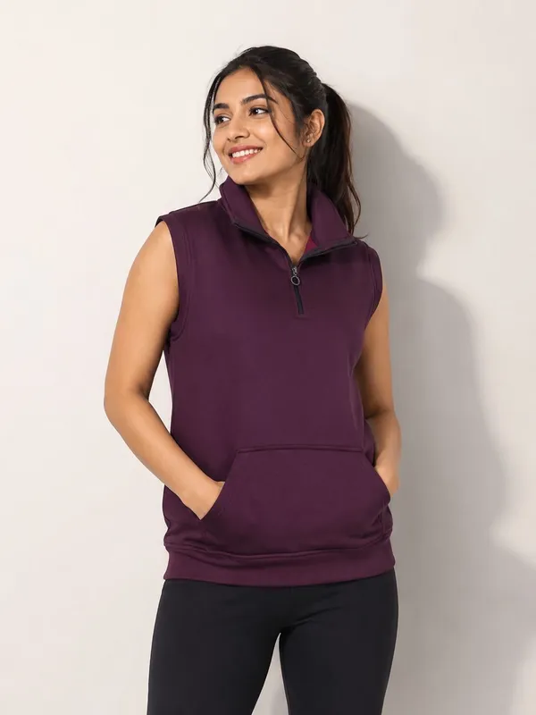 XENIOS_Sleeveless_Solid_Women_Sweatshirt