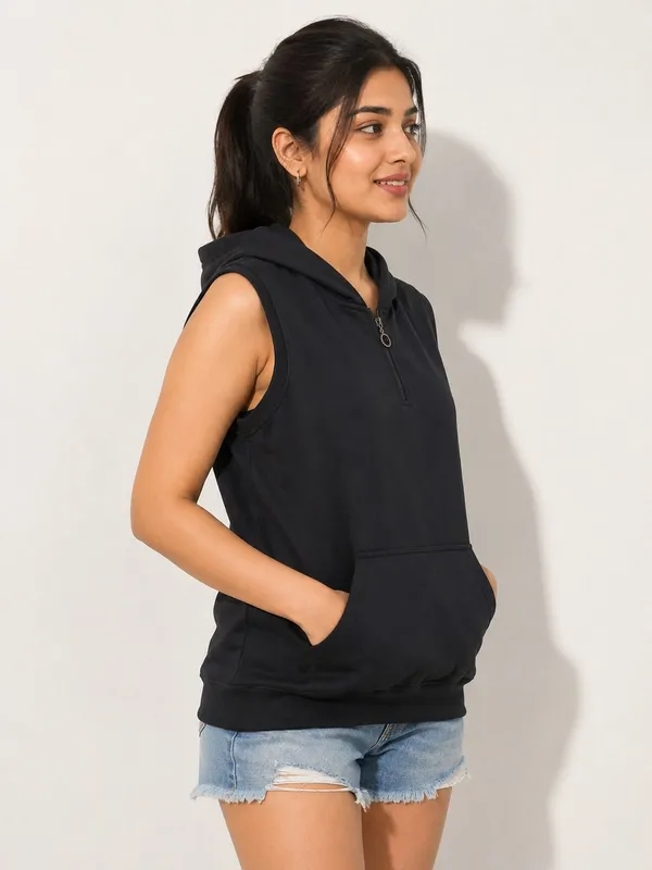 XENIOS_Sleeveless_Solid_Women_Hoodie