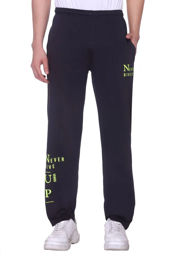 XENIOS_Printed_Men_Black_Track_Pants