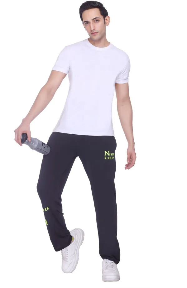 XENIOS_Printed_Men_Black_Track_Pants