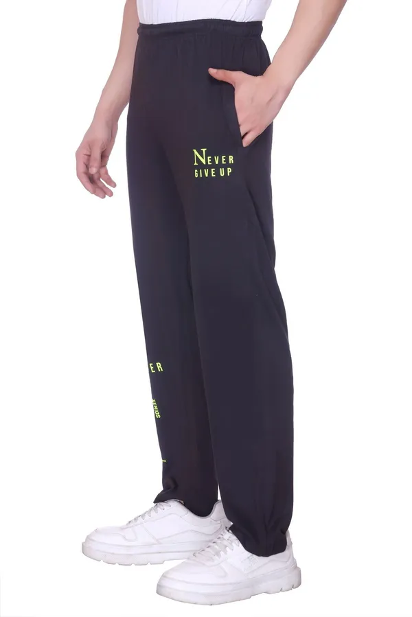 XENIOS_Printed_Men_Black_Track_Pants