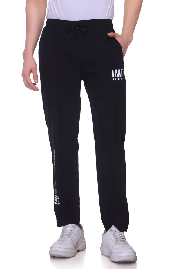XENIOS_Printed_Men_Black_Track_Pants