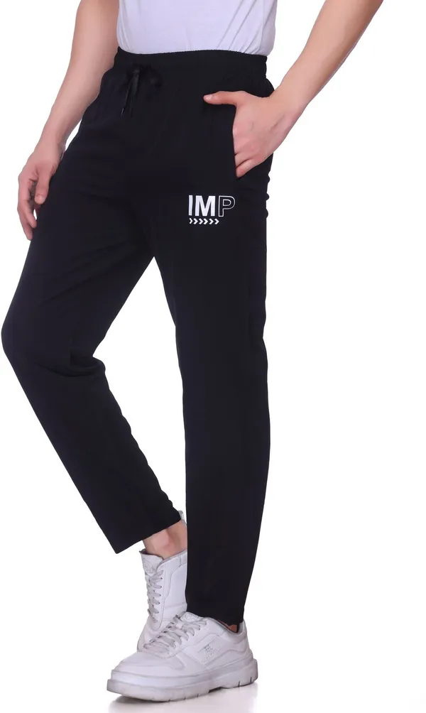 XENIOS_Printed_Men_Black_Track_Pants