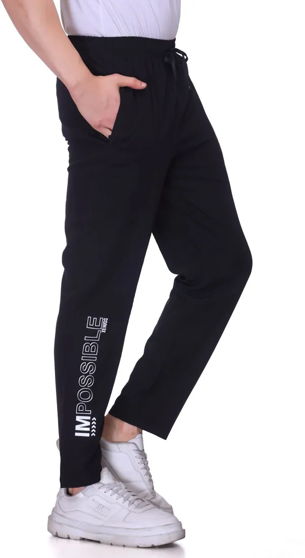 XENIOS_Printed_Men_Black_Track_Pants
