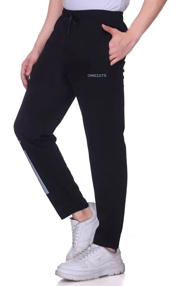 XENIOS_Solid_Men_Black_Track_Pants