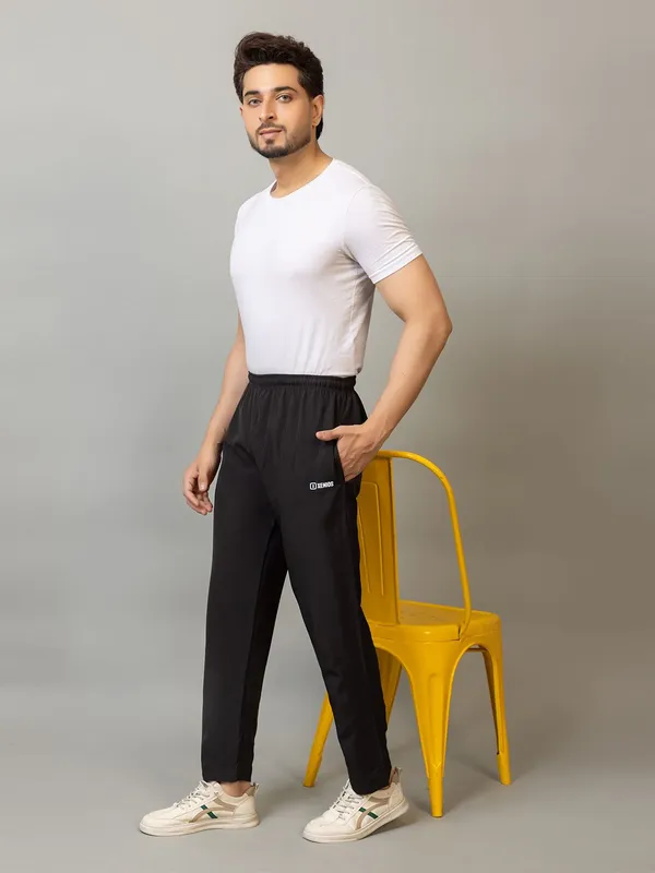 XENIOS_Solid_Men_Black_Track_Pants