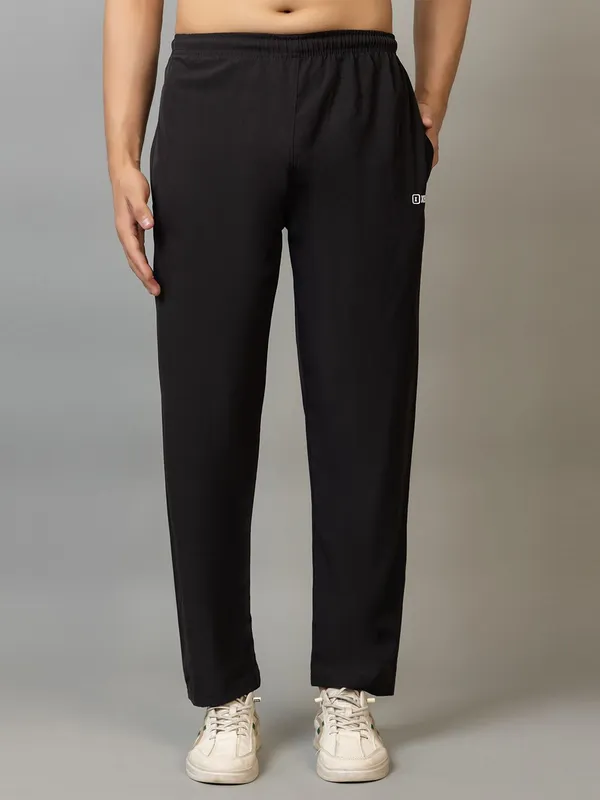 XENIOS_Solid_Men_Black_Track_Pants