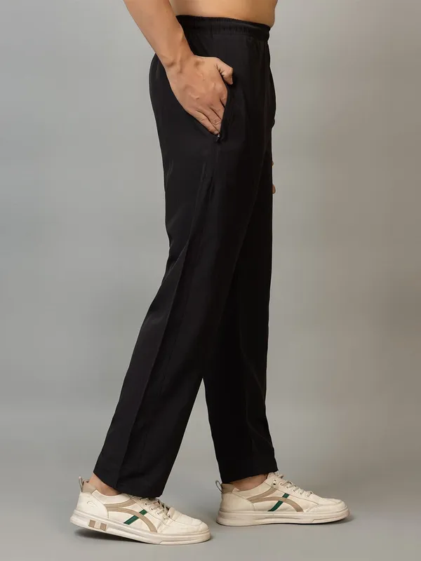 XENIOS_Solid_Men_Black_Track_Pants