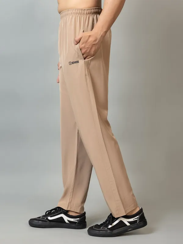 XENIOS_Solid_Men_Beige_Track_Pants