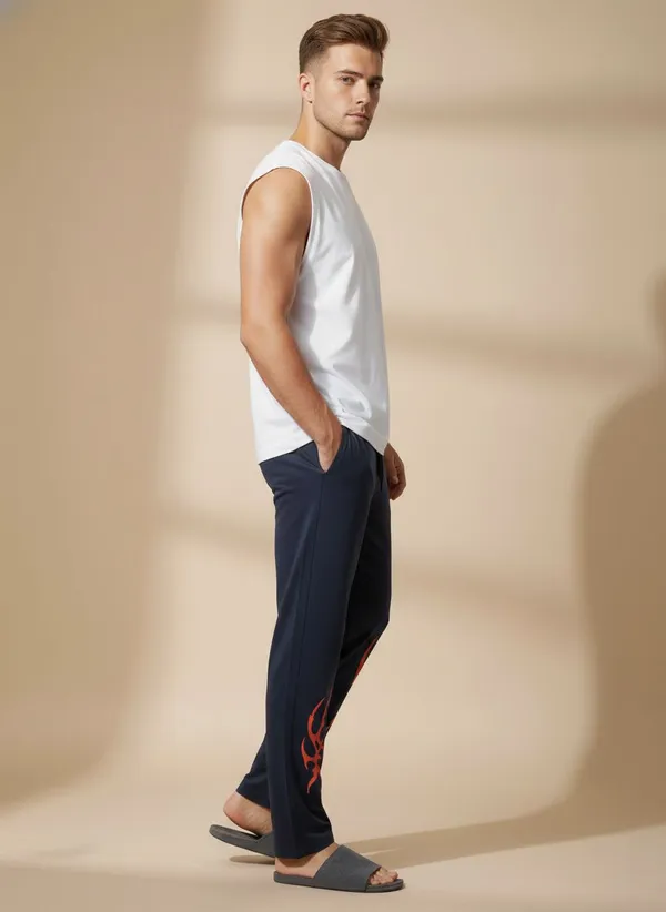 XENIOS_Printed_Men_Blue_Track_Pants