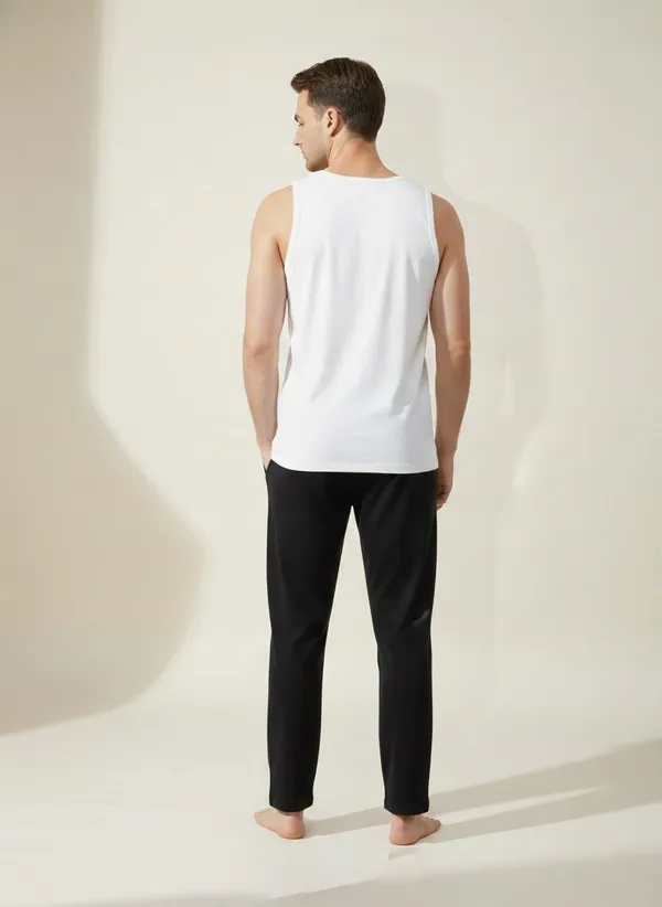 XENIOS_Printed_Men_Black_Track_Pants