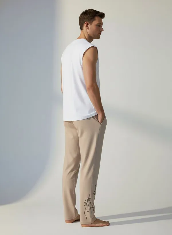 XENIOS_Printed_Men_Beige_Track_Pants