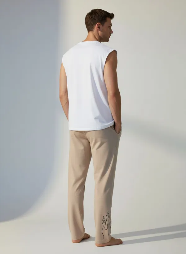 XENIOS_Printed_Men_Beige_Track_Pants