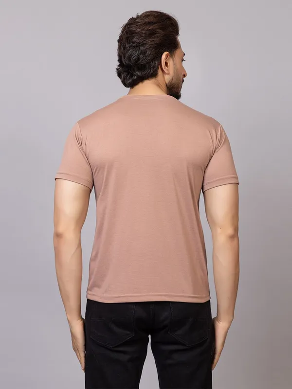 XENIOS_Printed_Men_Round_Neck_Beige_T-Shirt