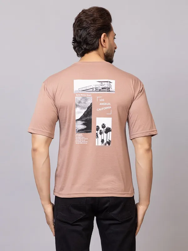 XENIOS_Printed_Men_Round_Neck_Beige_T-Shirt
