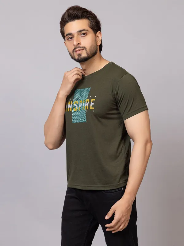 XENIOS_Printed_Men_Round_Neck_Dark_Green_T-Shirt
