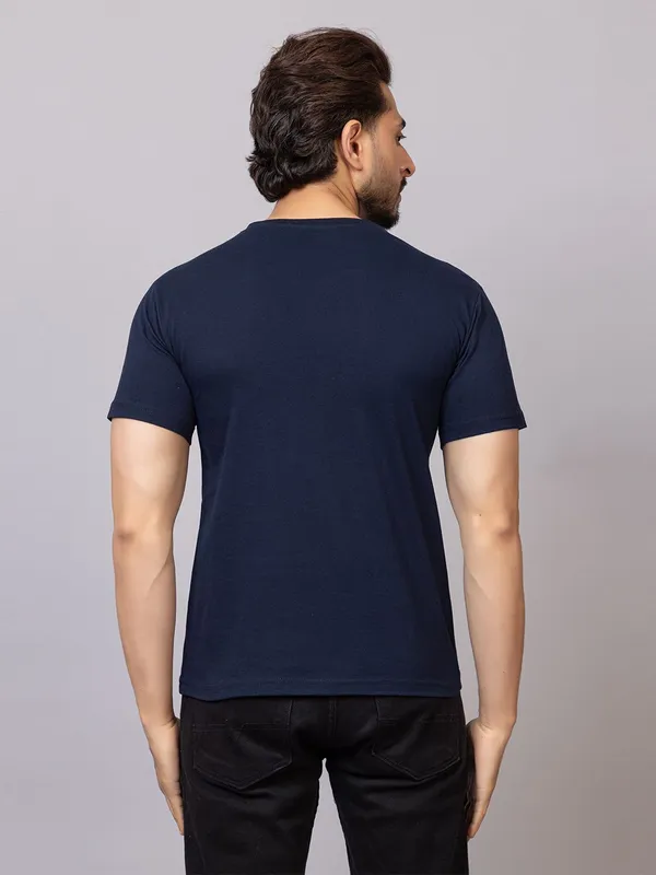 XENIOS_Printed_Men_Round_Neck_Dark_Blue_T-Shirt