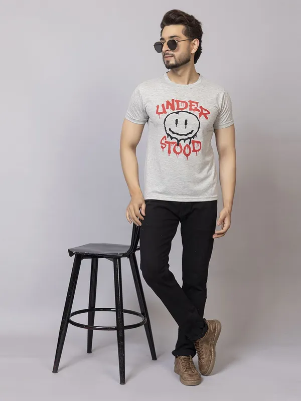 XENIOS_Printed_Men_Round_Neck_Grey_T-Shirt
